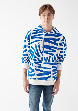 Mavi Baskılı Kapüşonlu Sweatshirt 0610121-620