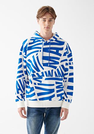 Mavi Baskılı Kapüşonlu Sweatshirt 0610121-620