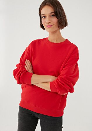 Mavi Bisiklet Yaka Kırmızı Basic Sweatshirt 1610198-80791