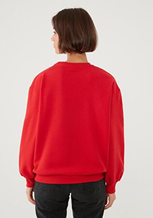 Mavi Bisiklet Yaka Kırmızı Basic Sweatshirt 1610198-80791