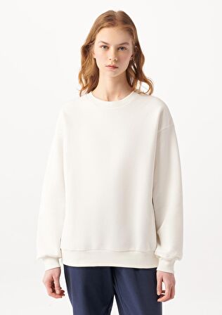 Mavi Bisiklet Yaka Beyaz Sweatshirt 1610198-70057