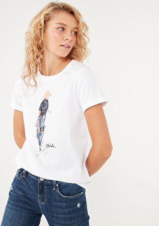 Mavi Denim Baskılı Beyaz İstanbul Tişört 1610222-620