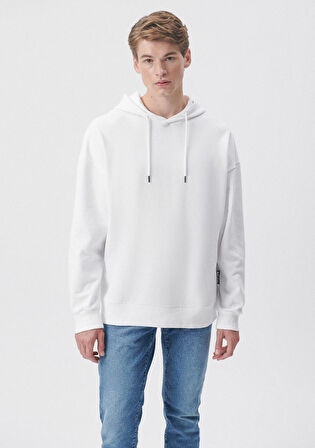 Mavi Kapüşonlu Beyaz Basic Sweatshirt 0610062-620