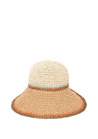 Mavi Bej Hasır Bucket Şapka 1910085-70202