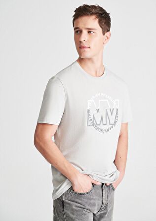 Mavi Baskılı Gri Tişört 0610309-80618