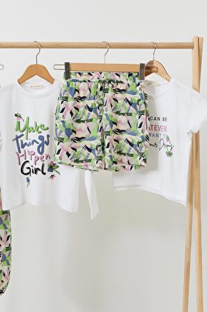 4'lü Tshirt Pantolon Şort Yeşil Takım