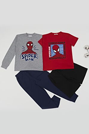 4'lü SPİDER-MAN Tshirt Şort Pantolon Takım 