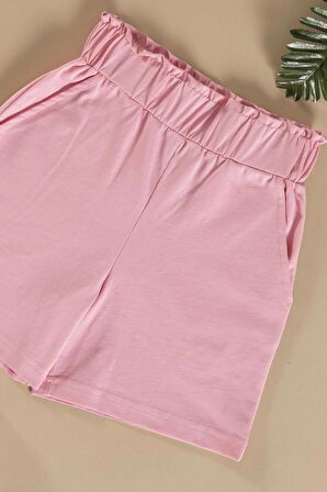 Çizgili Garni Detaylı Pembe Alt Üst Takım