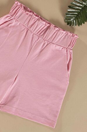 Çizgili Yarasa Kol Pembe Alt Üst Takım