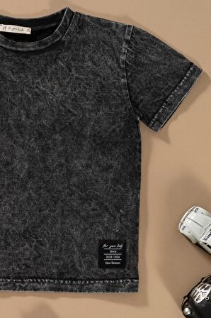 Batik Yıkamalı Siyah Tshirt Şort Takım