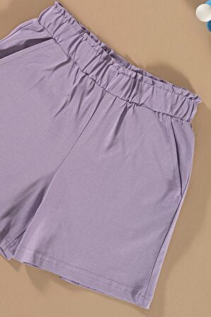 Batik Yıkamalı Lila Tshirt Şort Takım