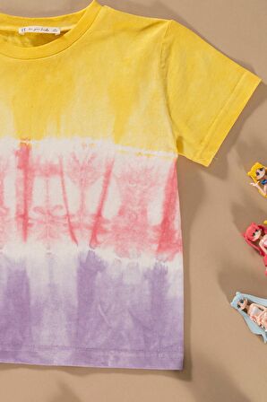 Batik Yıkamalı Sarı Tshirt Şort Takım