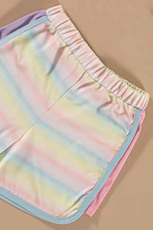 Baskılı Yarasa Kol Garni Detaylı Mavi Alt Üst Takım