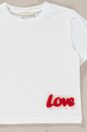 Love Nakışlı Fuşya Beyaz Jakarlı Şort Alt Üst Takım