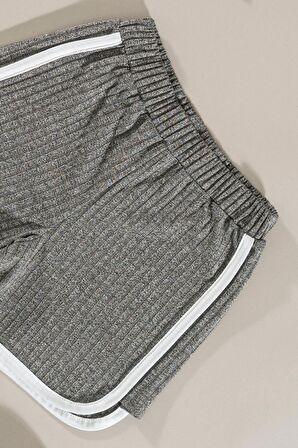 Emoji Detaylı Beyaz Alt Üst Şort Takım