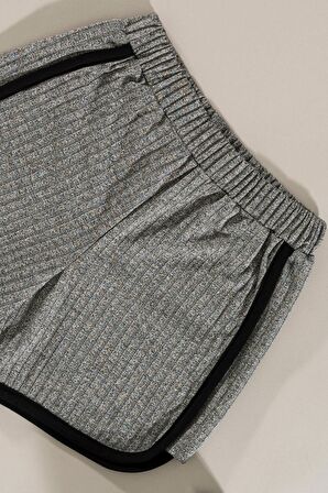 Emoji Detaylı Siyah Alt Üst Şort Takım