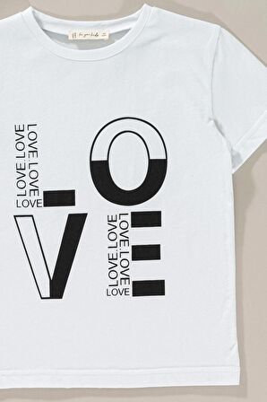 Love Baskılı Tayt Tshirt Takım