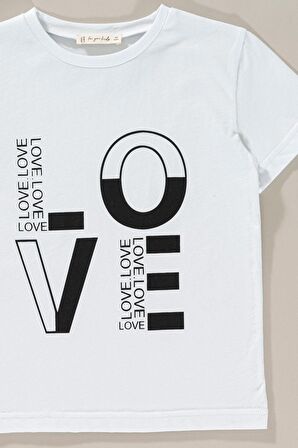 Love Baskılı Tayt Tshirt Takım