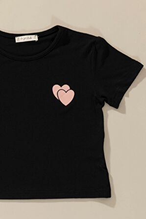 3'lü Love Baskılı Tshirt Atlet Tayt Siyah Takım