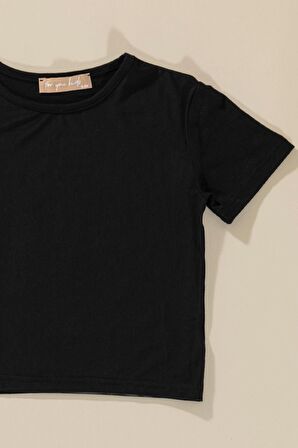 3'lü Baby Girl Baskılı Tshirt Atlet Tayt Siyah Takım