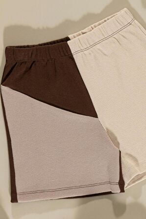 Baskılı Garnili Kahve Alt Üst Takım