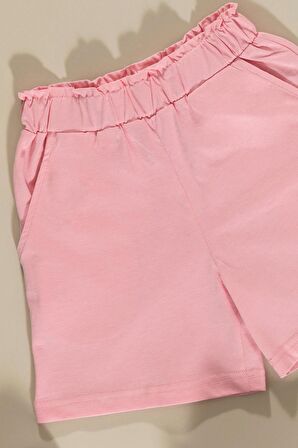 Puf Kelebek Baskılı Pembe Tsihrt Şort Takım