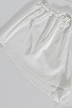 Omuz Bağlamalı Ekru Atlet Şort Takım