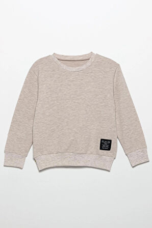 Etiket Detaylı Sweatshirt Jogger Taş Alt Üst Takım