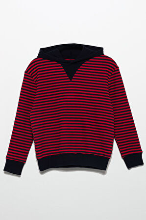 Çizgili Kapişonlu Jogger Lacivert Alt Üst Takım