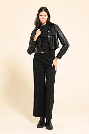 Önü Çıma Detaylı Siyah Alt Üst Takım