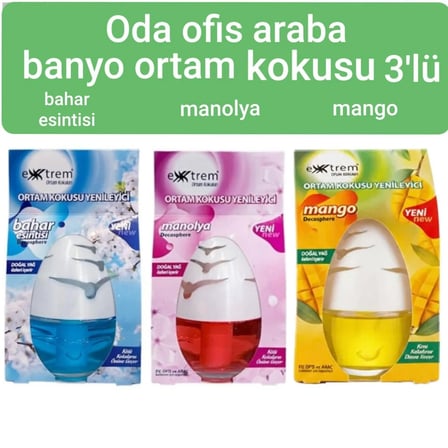 Extrem Cam Küre Oda Ortam Ev Ofis Araç Banyo Kokusu Manolya - Mango - Bahar Esintisi 3 x 100 ML
