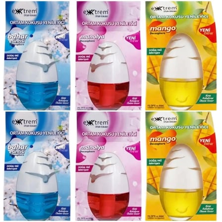 Extrem Cam Küre Oda Ortam Ev Ofis Araç Banyo Kokusu Manolya - Mango - Bahar Esintisi 6 x 100 ML