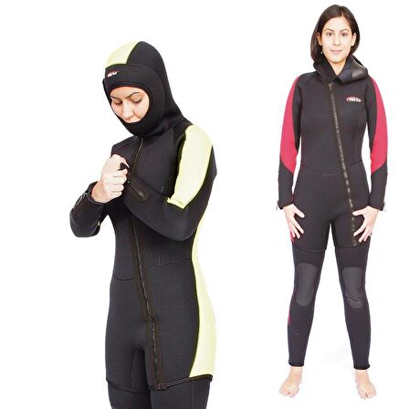 Free-Sub 5mm Ege Siyah Kadın Scuba Tüplü Dalış Elbisesi Wetsuit