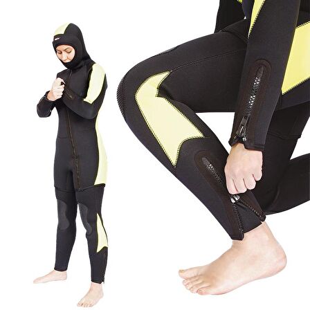 Free-Sub 5mm Ege Siyah Kadın Scuba Tüplü Dalış Elbisesi Wetsuit