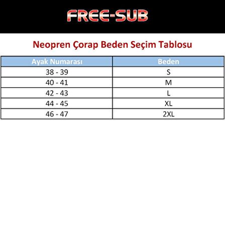 Free-Sub 3mm Siyah Jarse Kaymaz Tabanlı Dalış Çorabı