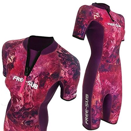 Free-Sub 2mm Dreams Purple Kadın Shorty (Kısa) Sörf, Scuba Tüplü Dalış Elbisesi Wetsuit