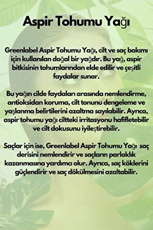 Aspir Tohumu Yağı 180 ml