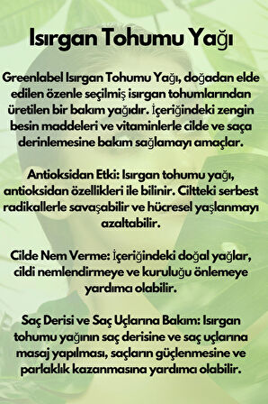 Greenlabel Isırgan Tohumu Yağı 20 Ml.