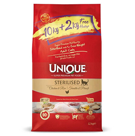 Unique Tavuk Etli Kısırlaştırılmış Yetişkin Kedi Maması 10+2 Kg Hediyeli