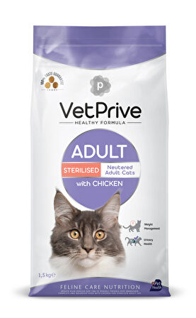 Vet Prive Sterilsed Chicken Kısırlaştırılmış Tavuklu Kedi Maması 1,5 Kg