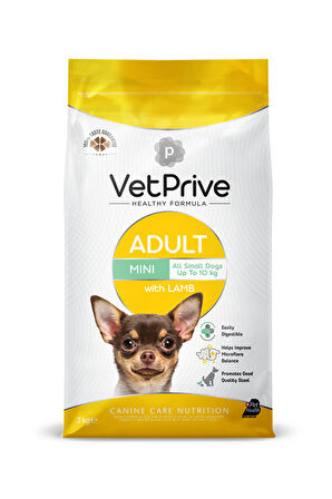 Vet Prive Mini ve Küçük Irk Yetişkin Köpek Maması Kuzu Etli 3 Kg