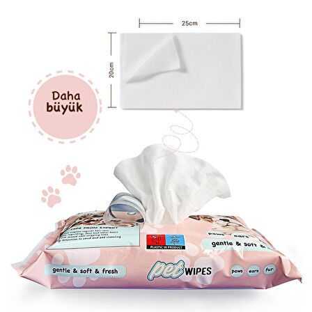 Klerax Pet Wipes Evcil Hayvanlar İçin Temizlik Mendili 40 Yaprak