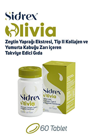 Olivia Zeytin Yaprağı Ekstresi Tip 2 Kolajen Yumurta Kabuğu Zarı Içeren Takviye Edici Gıda 60 Tablet