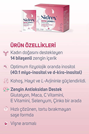 Sidrex Repro Women's Once Daily Inositol Içeren Takviye Edici Gıda 30 Saşe