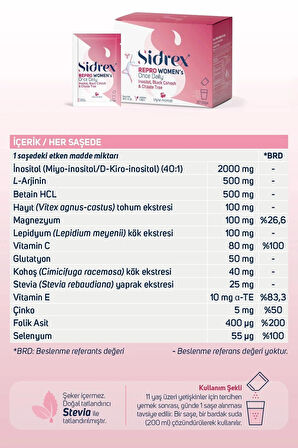 Sidrex Repro Women's Once Daily Inositol Içeren Takviye Edici Gıda 30 Saşe