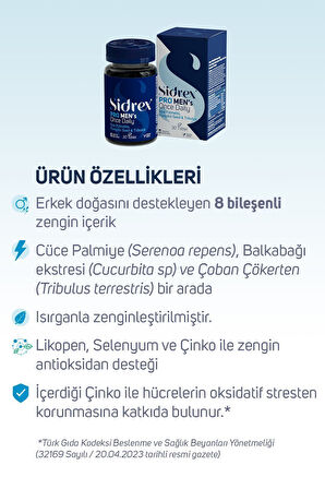 Pro Men's Once Daily Cüce Palmiye Ekstresi Içeren Takviye Edici Gıda 30 Tablet