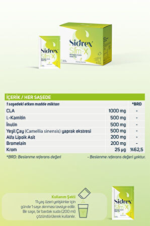 Slm-x Bromelain, Cla Ve Yeşilçay Ekstresi Içeren Takviye Edici Gıda 30 Saşe