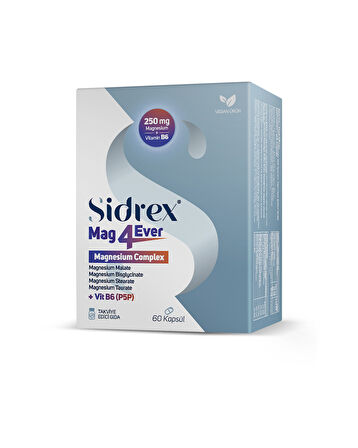 SIDREX Mag4ever Magnezyum ve Vitamin B6 İçeren Takviye Edici Gıda 60 KAPSUL