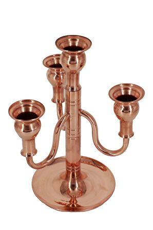 Turna Bakır Vintage Kırmızı 4lü Şamdan Mumluk Turna2612-1