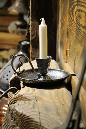 Metal Nostalji Mumluk & El Şamdanı Kendinden Iğneli Mum Hediyeli Gümüş Turna2623-5